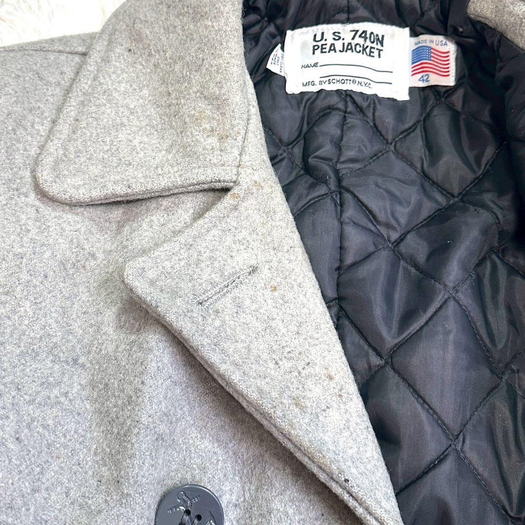 希少42サイズ ショット 740N ピーコート USA製 グレー XL相当