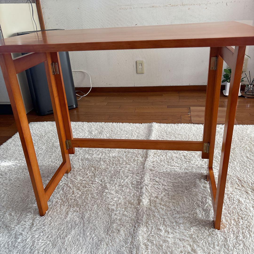 美品】天然木 折りたたみ デスク チェア セット 椅子 テーブル ワークスタディ