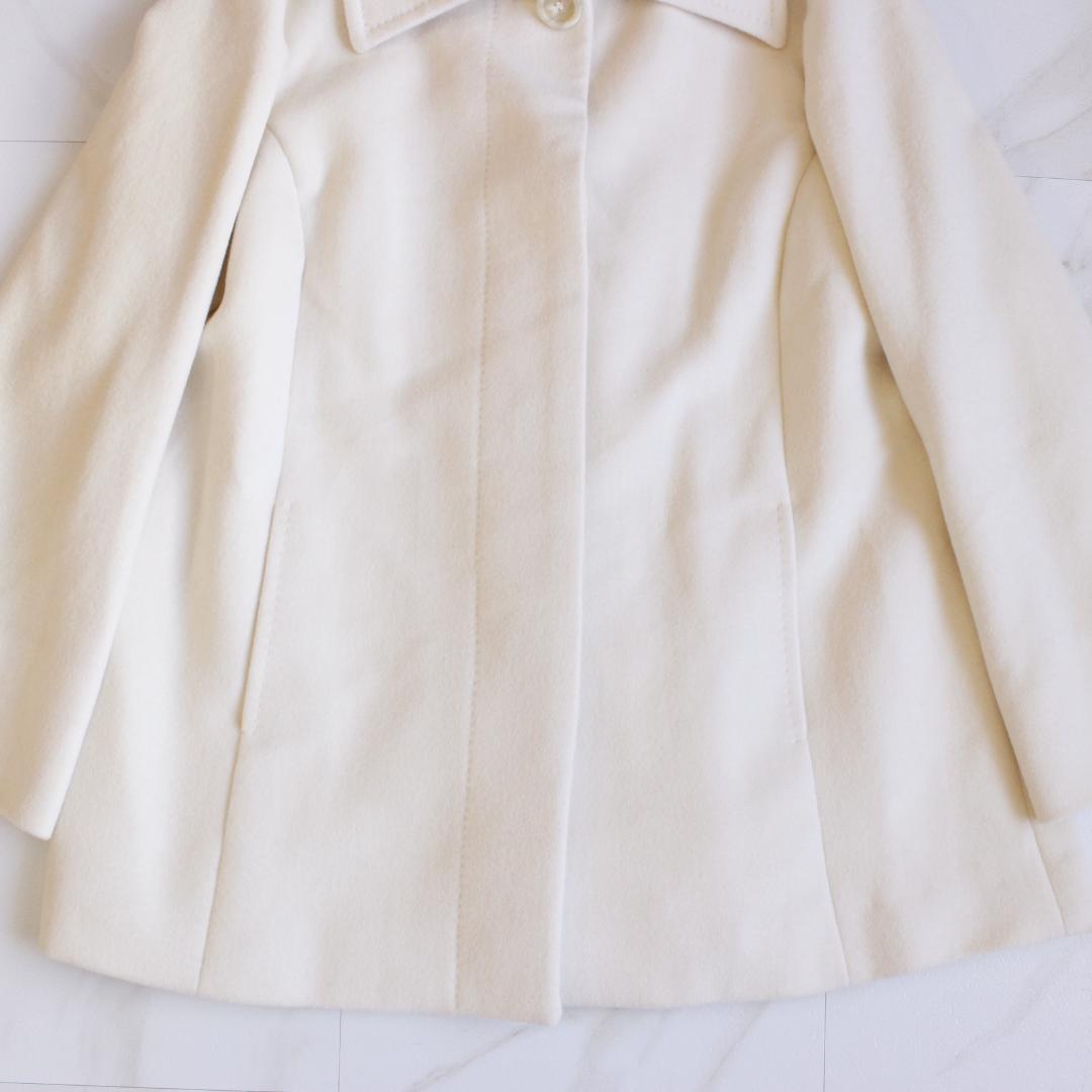 【大きいサイズ】23区 アンゴラ混ピーコート 48 アイボリー ウール