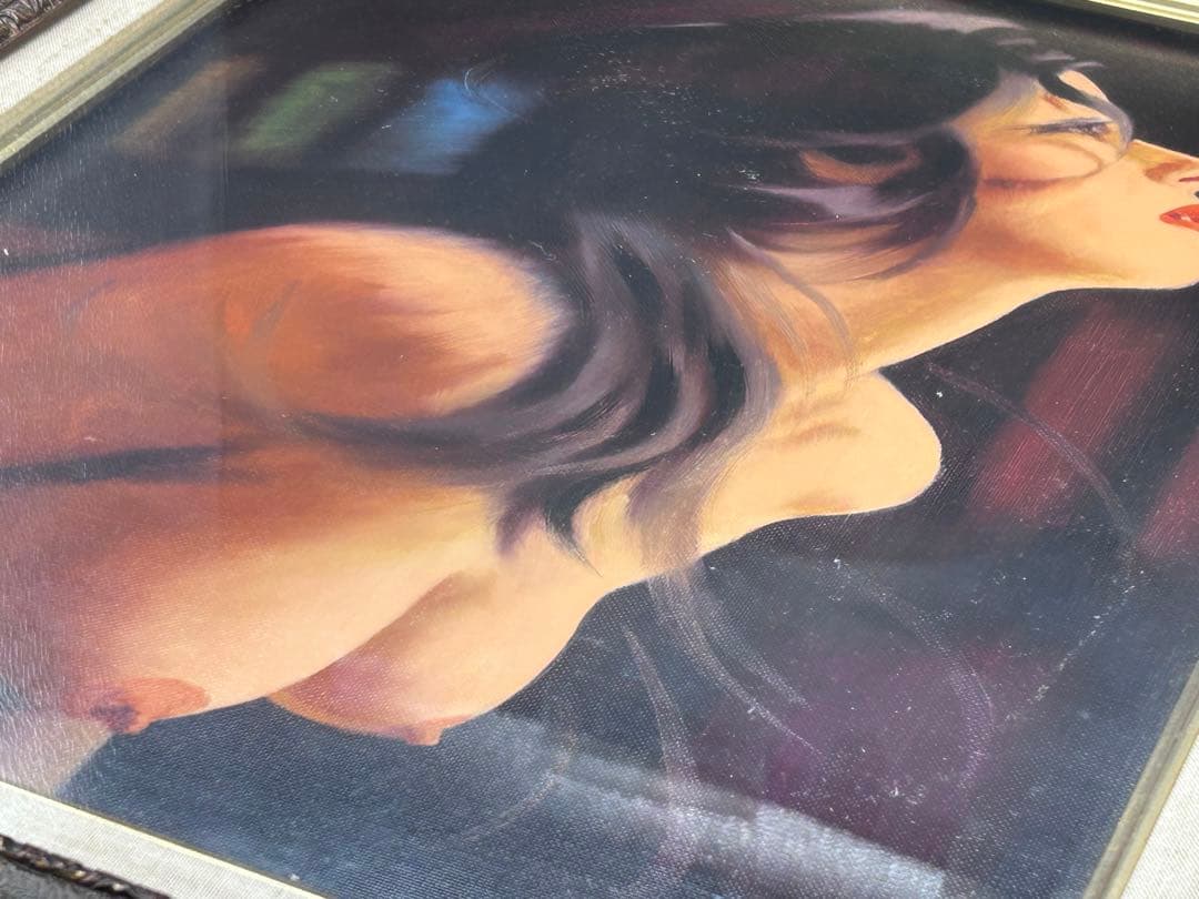 【真作】谷崎勉 油彩 6号 裸婦 元青龍社構成員 油彩 直筆サイン　-292-