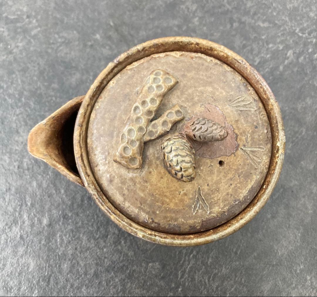 値下げ！備前焼 宝瓶 登り窯 松ぼっくり　手びねり 急須 陶磁器　煎茶　茶器