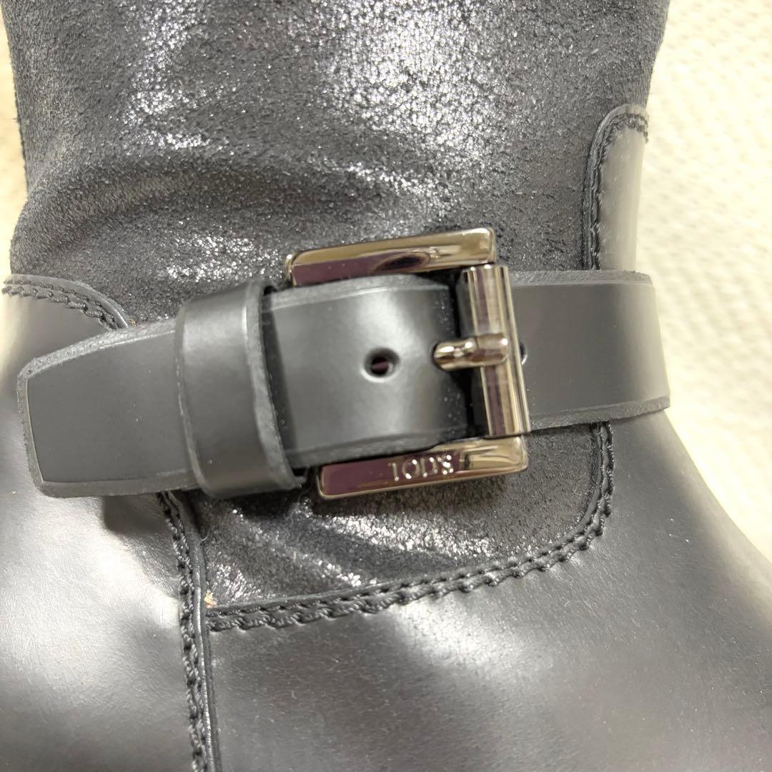 未使用級 TOD'S トッズ 本革 エンジニアブーツ ブラック