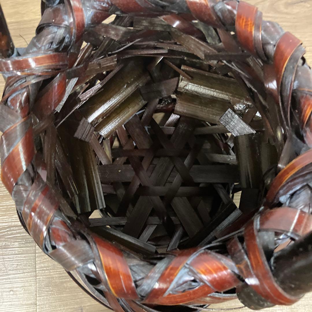 B-壁 竹編み 花瓶 籠 伝統工芸 手編み インテリア 銘入り 和風 花入れ