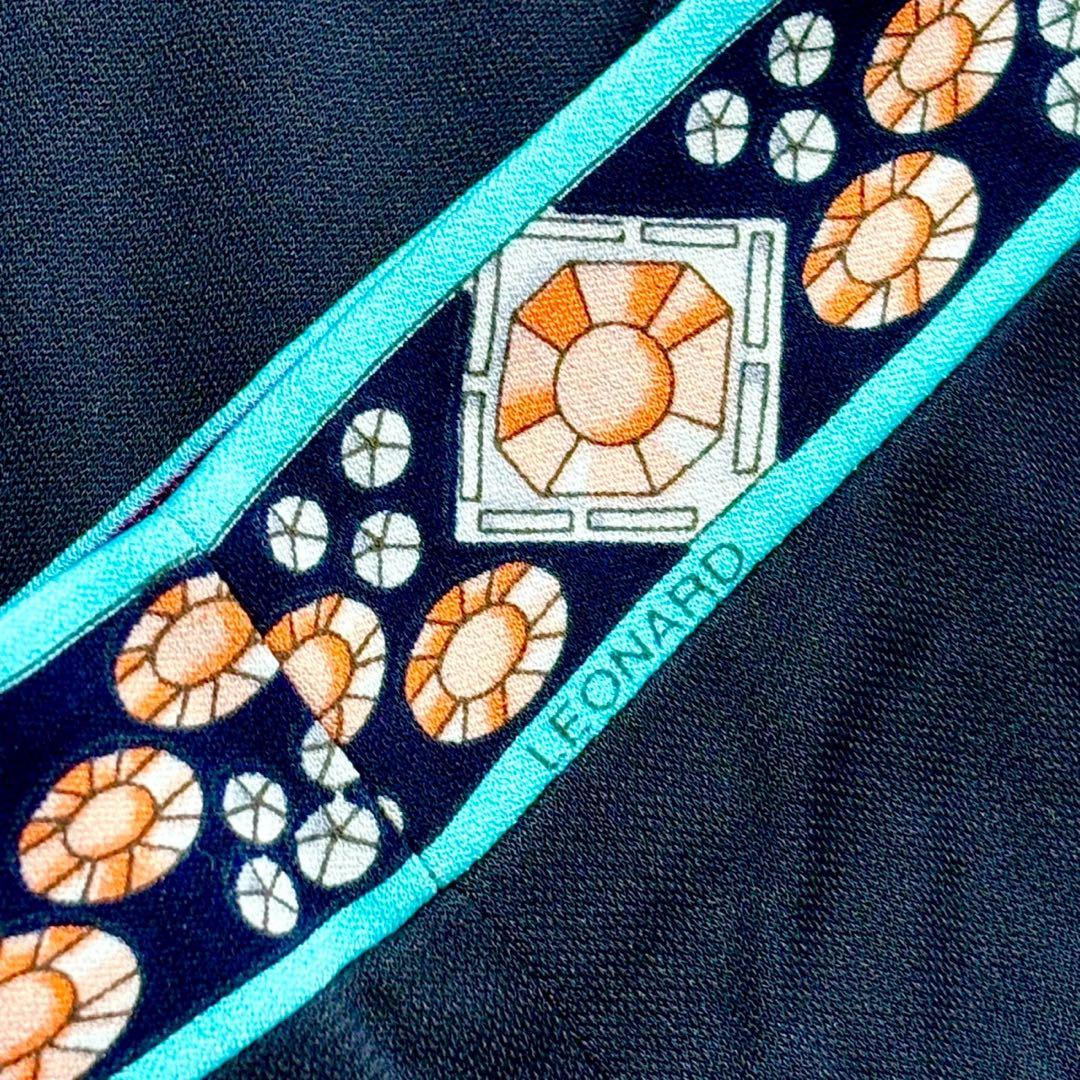 レオナール カンカン素材 美品 ジップカーディガン LL 黒