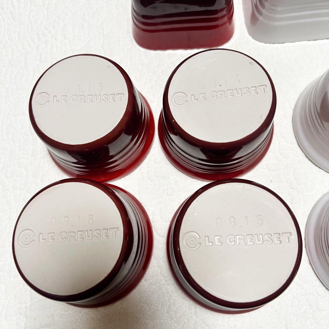 ㉟ルクルーゼ ラムカン カレ ユーテンシル 11点セット ホワイト レッド