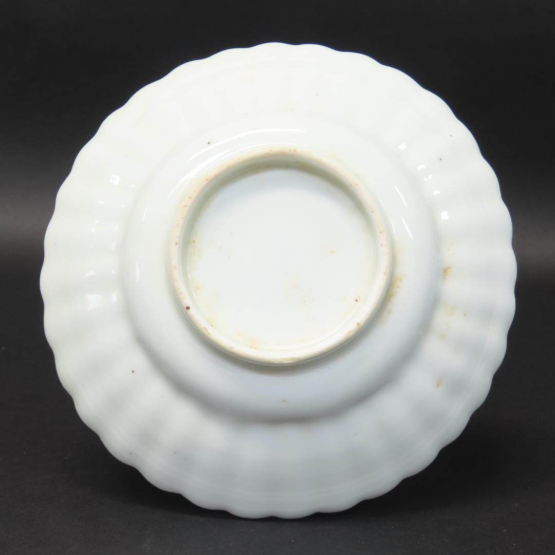 ⭕413 白磁 古伊万里 輪花形 中皿5客 無傷 直径15.5cm 江戸時代後期