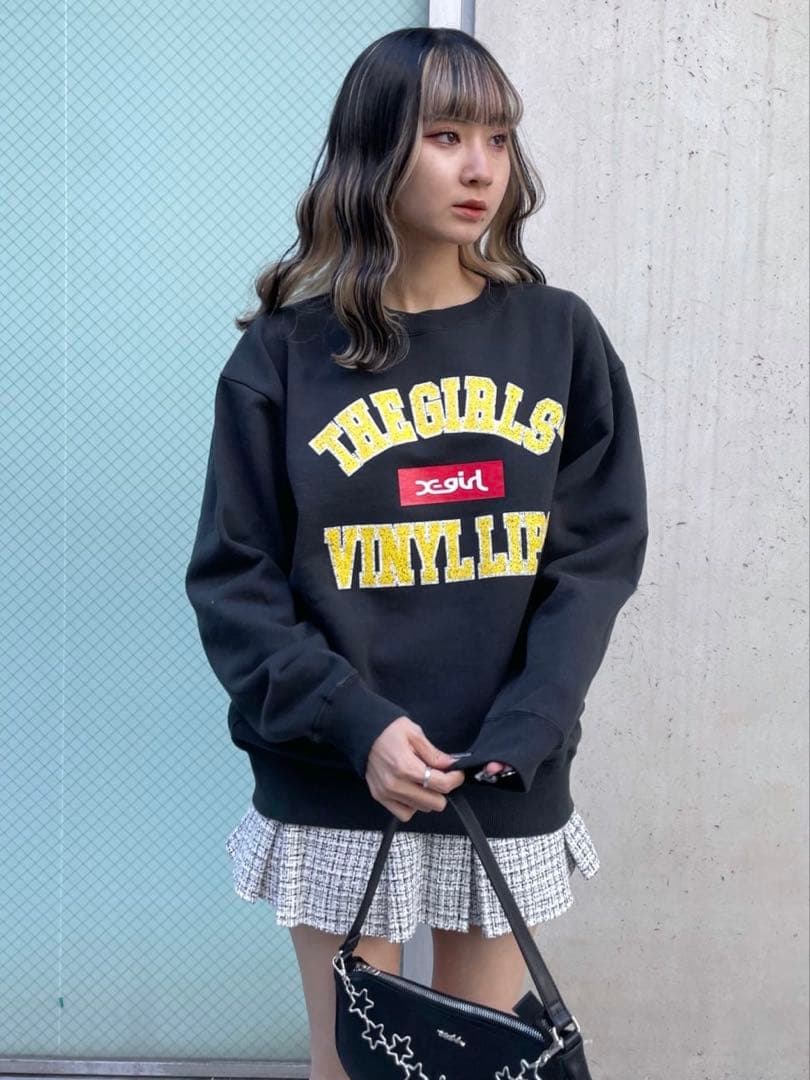 【新品】エックスガール ロゴ入りスウェット トレーナー チャコール