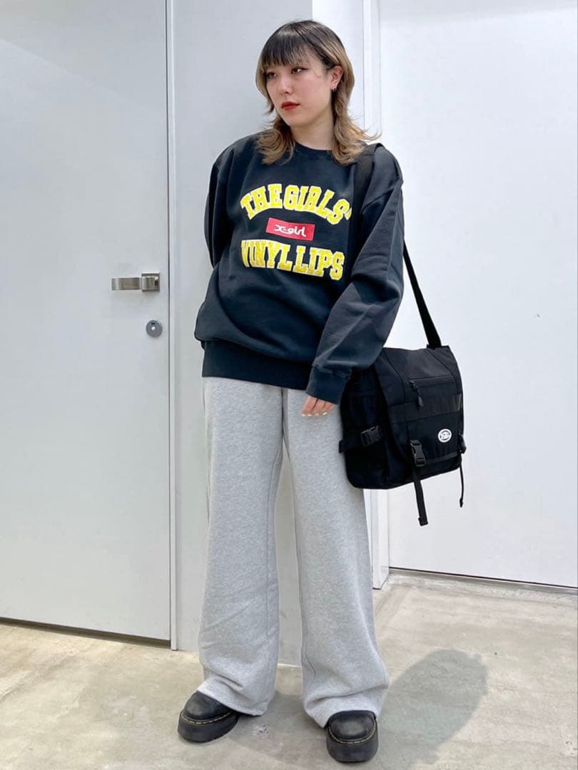 【新品】エックスガール ロゴ入りスウェット トレーナー チャコール