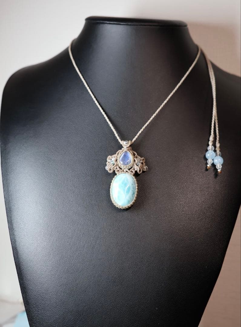 さかい ラリマー　ムーンストーン　マクラメ　ネックレス