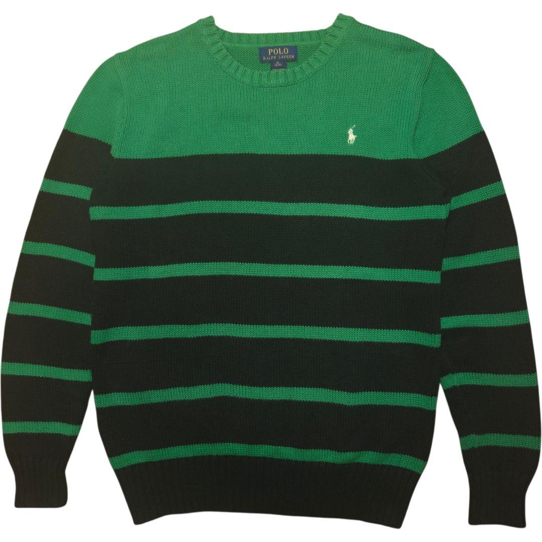 良色　ポロラルフローレン　ボーダーニットセーター　ワンポイント刺繍　POLO
