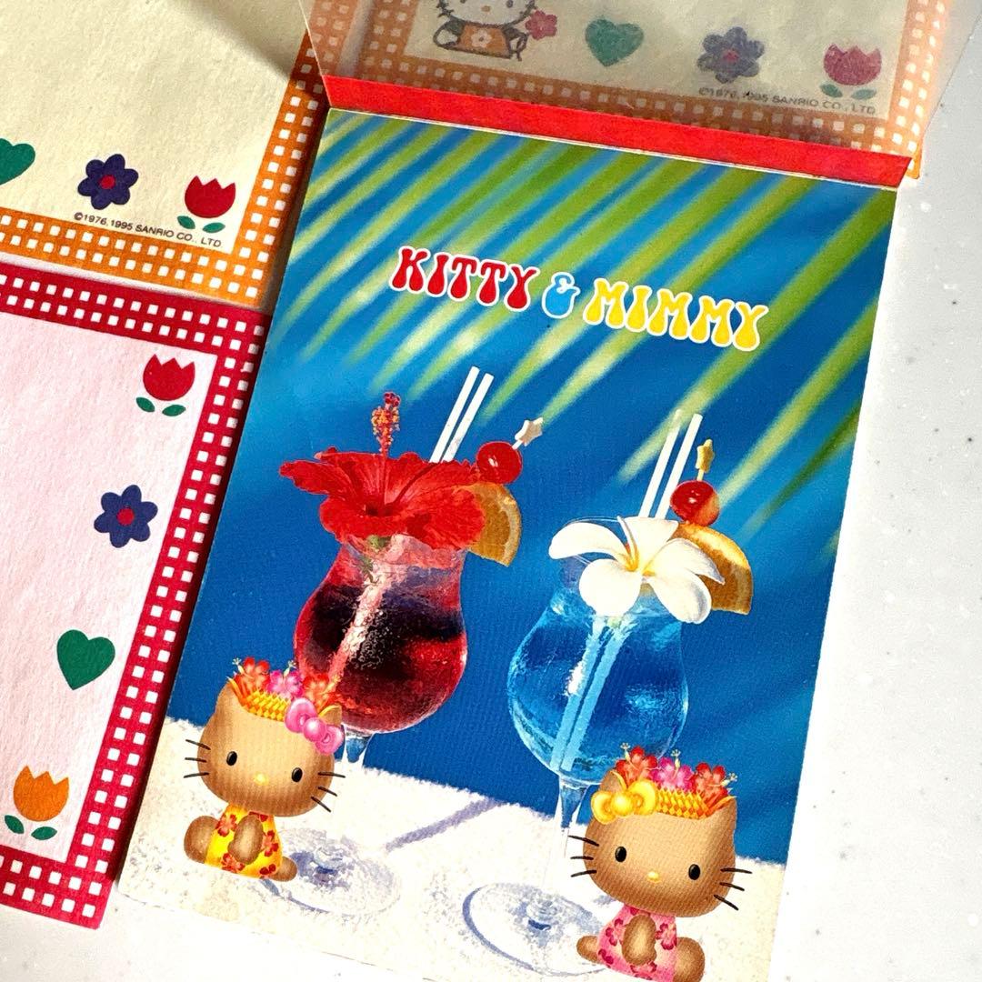 【希少】平成レトロ　日焼け　ハローキティ　ビーチ　トロピカル　メモ帳　シール