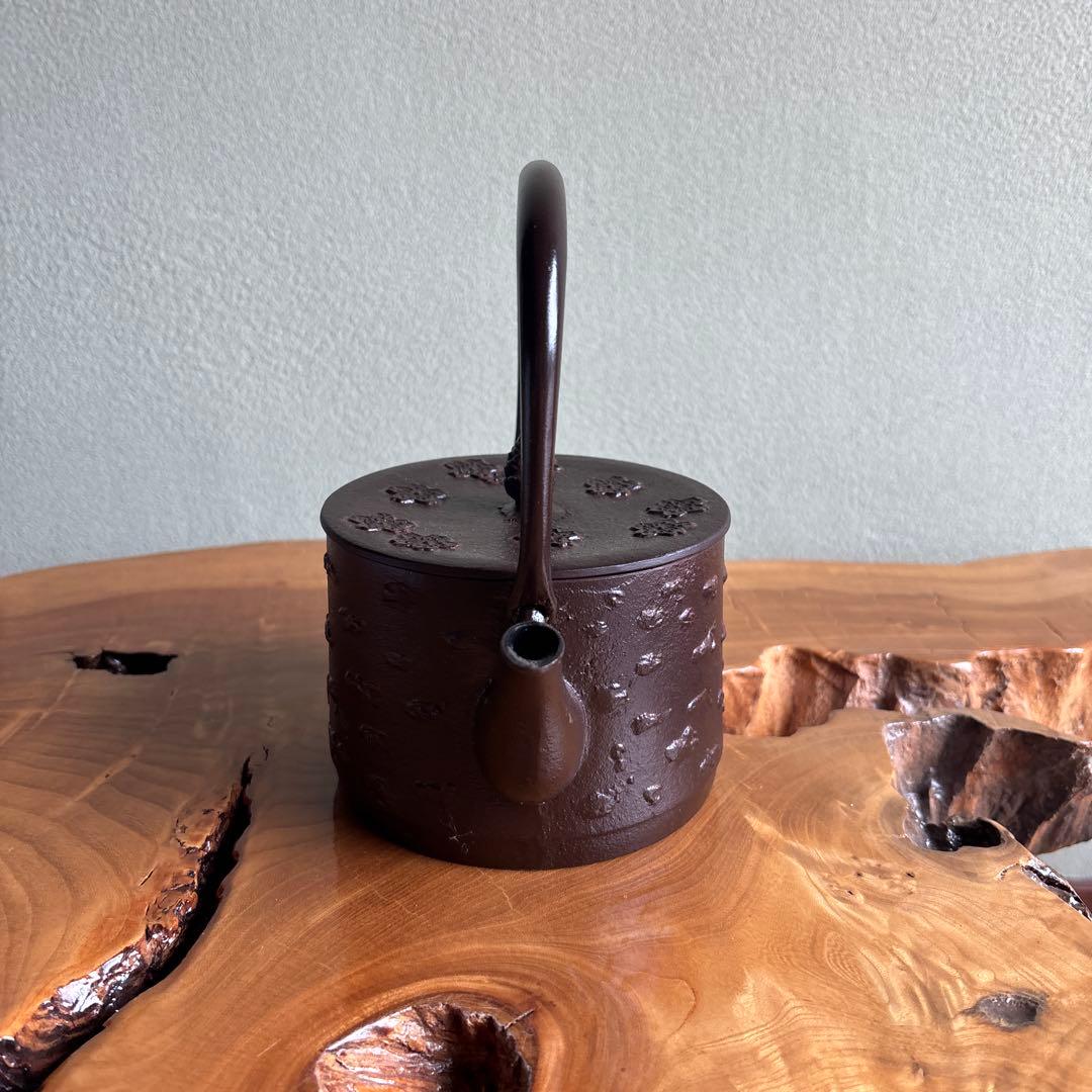 砺波商店 南部鉄瓶 桜皮寸銅 高さ約19cm茶道具 レトロ