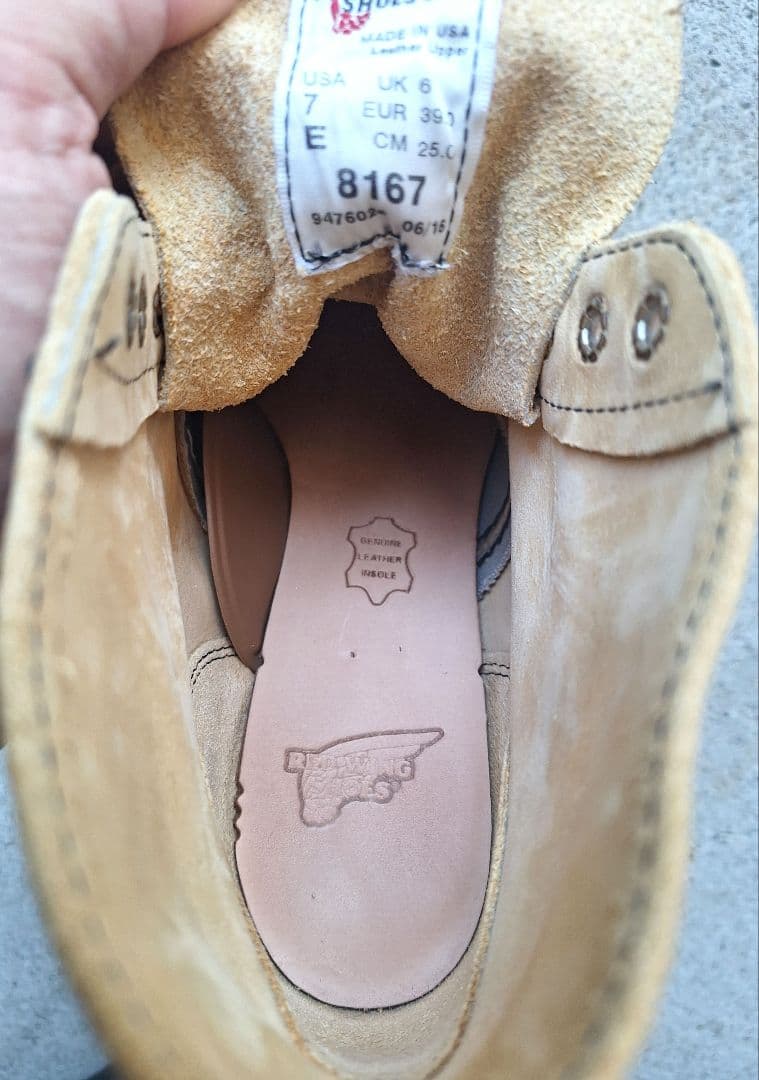 美品 レッドウィング 8167 プレーントゥ スエード 7E