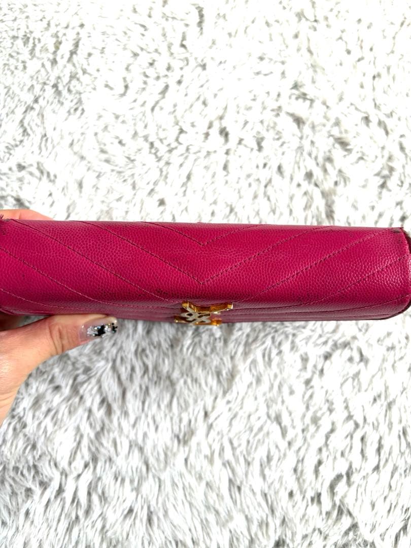 YSL ピンク キルティング長財布