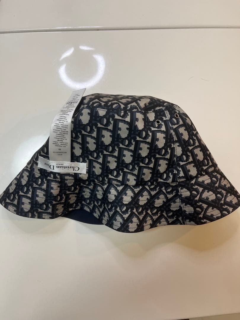 【美品】Dior Teddy-D ボブハット　バケハ　帽子　ネイビー