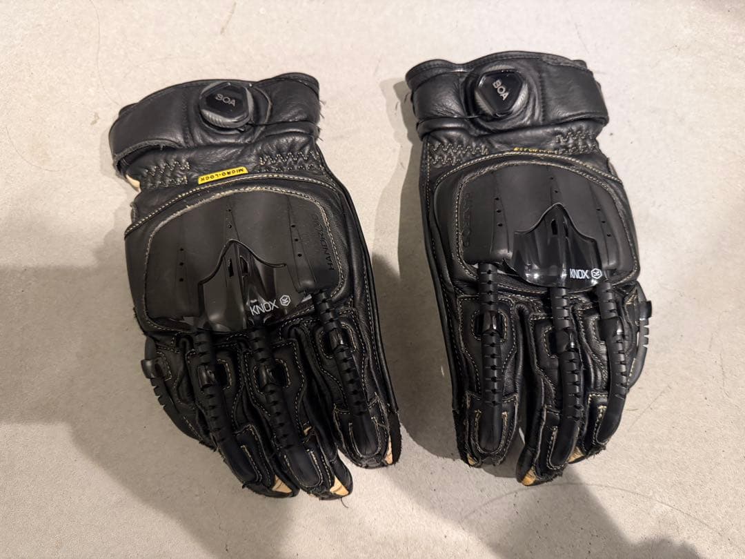 KNOXノックスバイクグローブ ブラックレザープロテクション