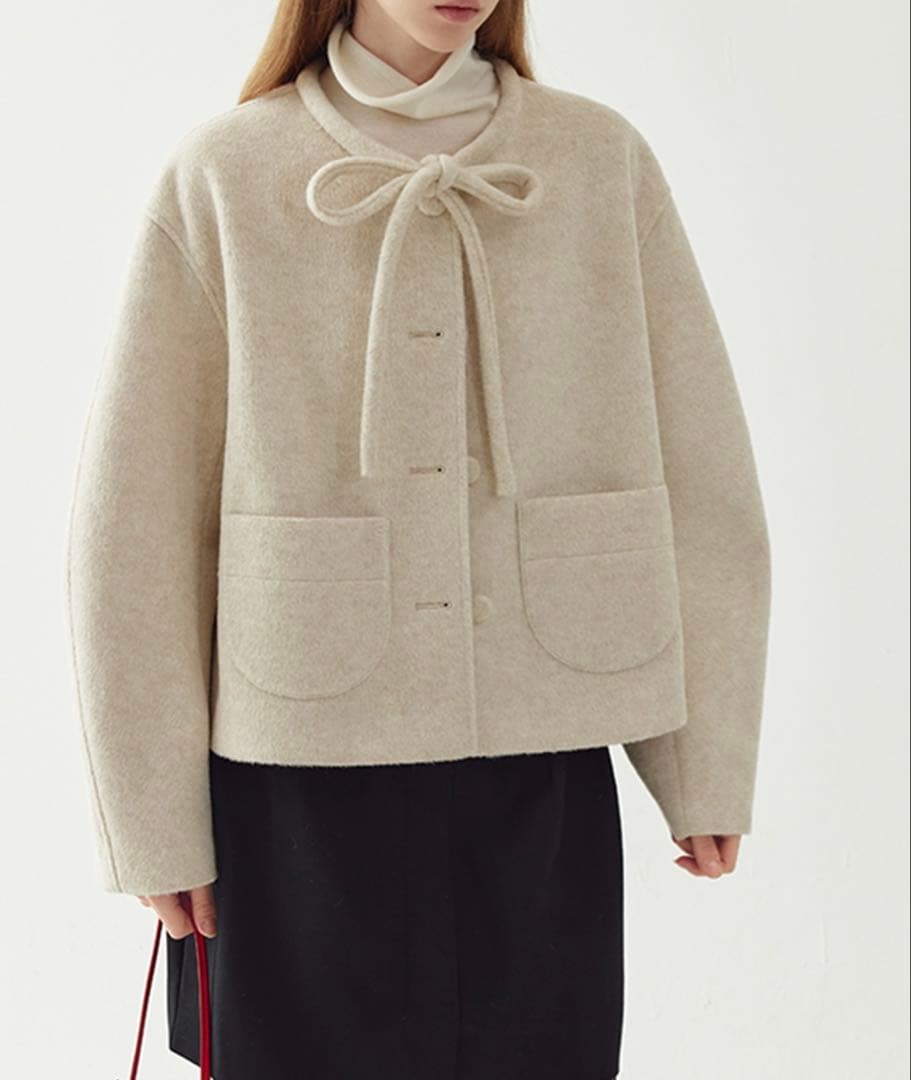 リボンタイ ショートウールコート FQ24W101【Fano Studios】
