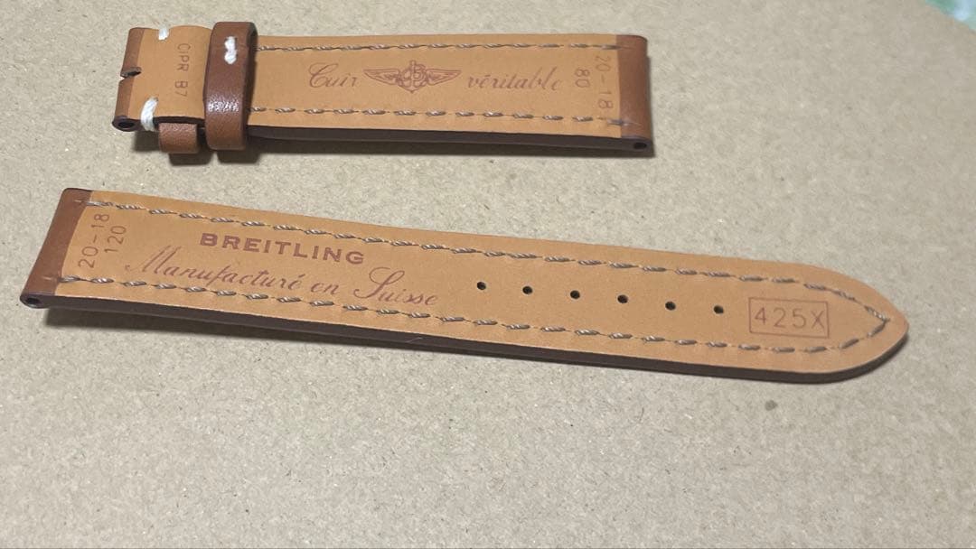 ブライトリング　皮ベルト　20-18 茶