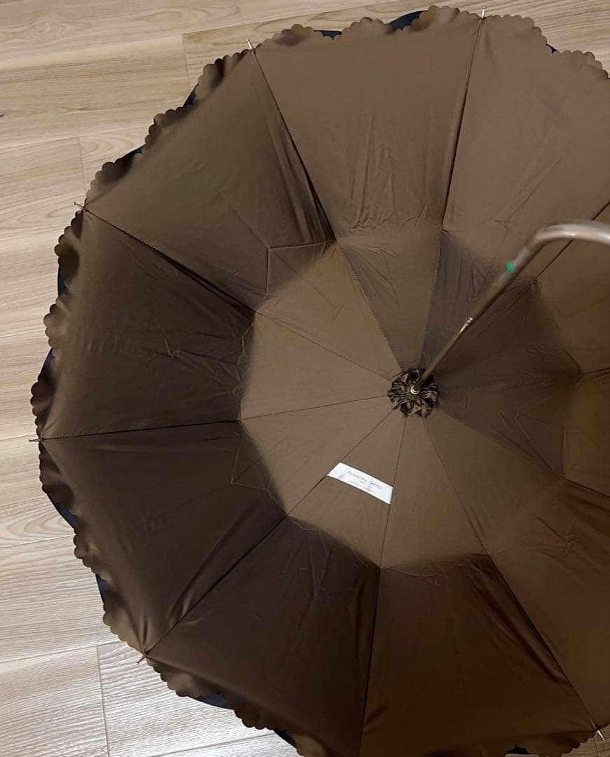 ダークブルー 装飾付き 長傘 晴雨兼用