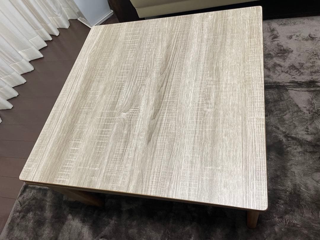 木製ブラウンこたつ 電源コード付き　掛け布団　敷きマット付き