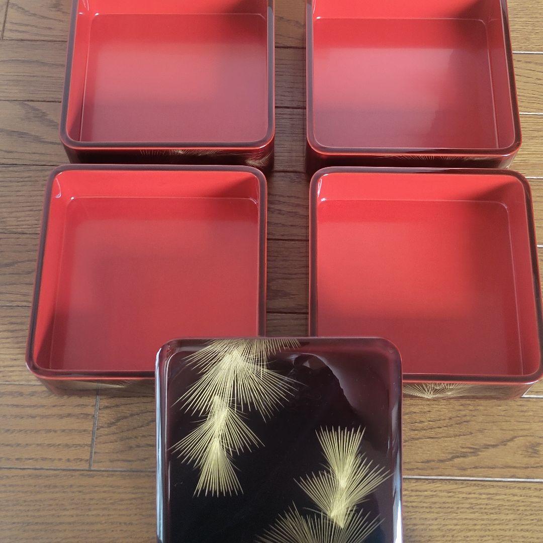 値下げ！【輪島塗　四段重】流れ松沈金\" 未使用/長期保管品