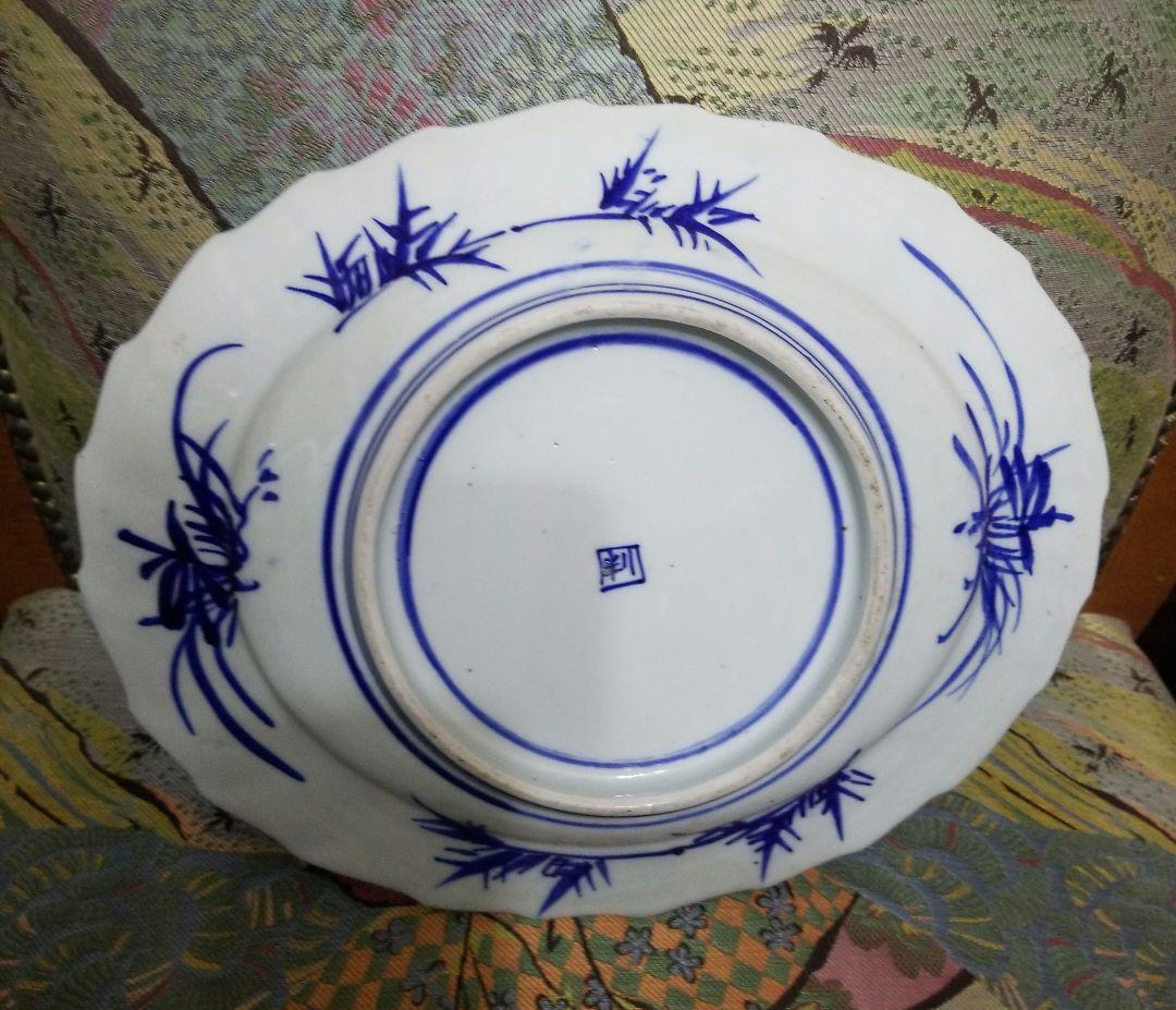 伊万里　明治時代　手書き染め付け陶印いりです