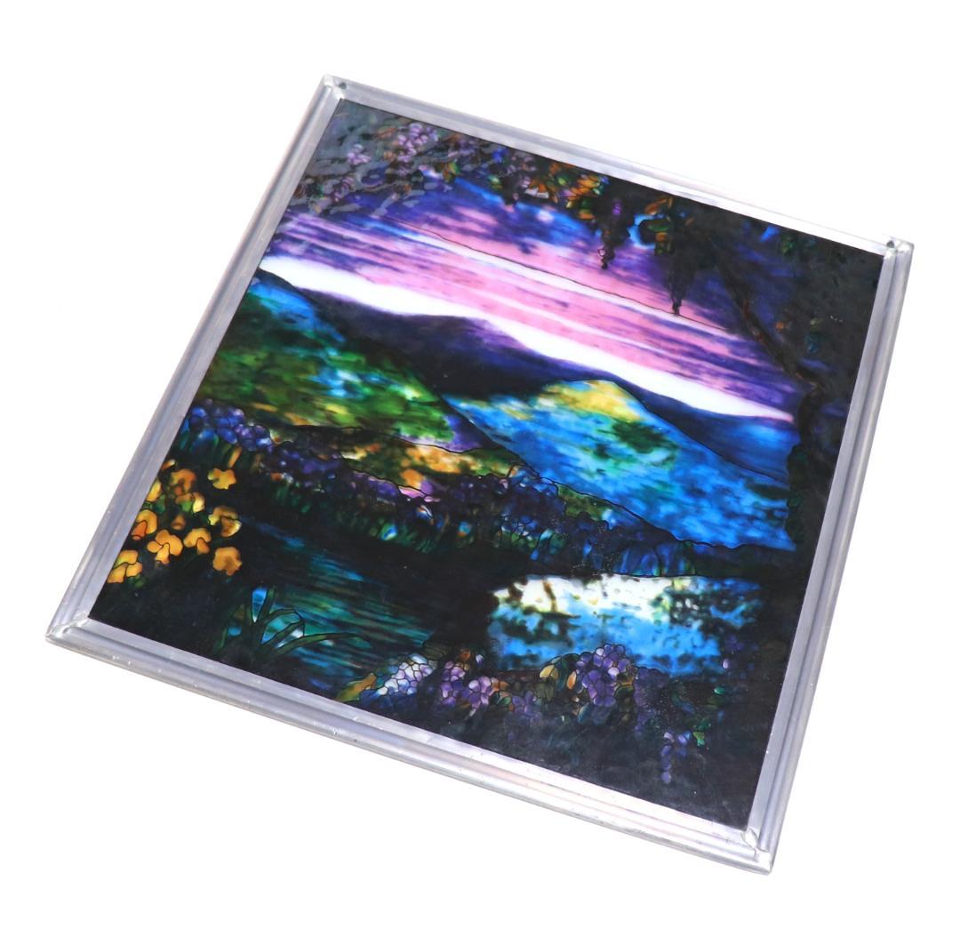 ルイス・C・ティファニー ヴィンテージ ステンドグラス 雄大な山々の夜明け 大型