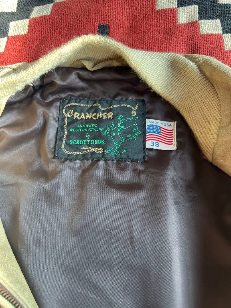 old Schott チマヨ刺繍　スエード　ブルゾン