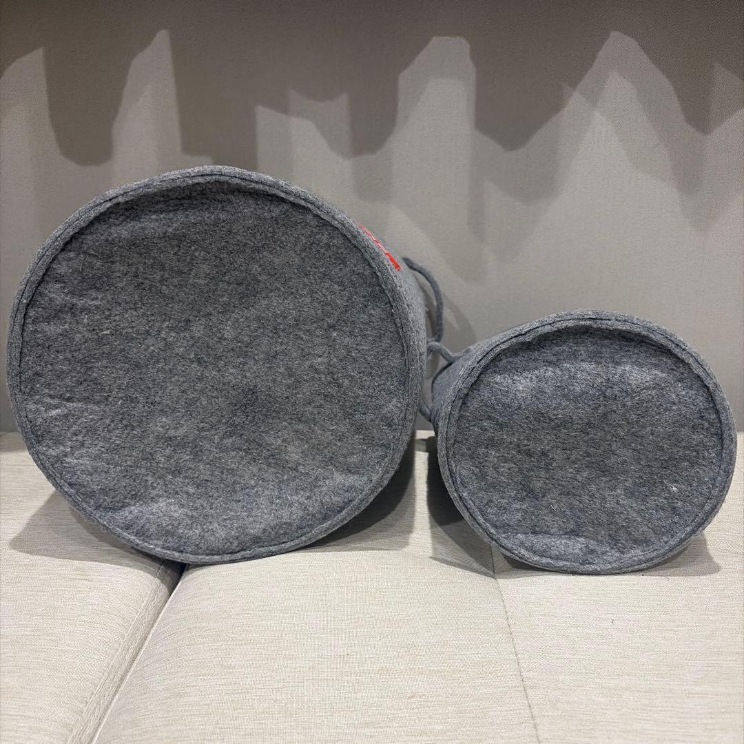 CUNE ウサギ フェルト製ラウンドボックス バケツ型収納ケース 大小2個セット