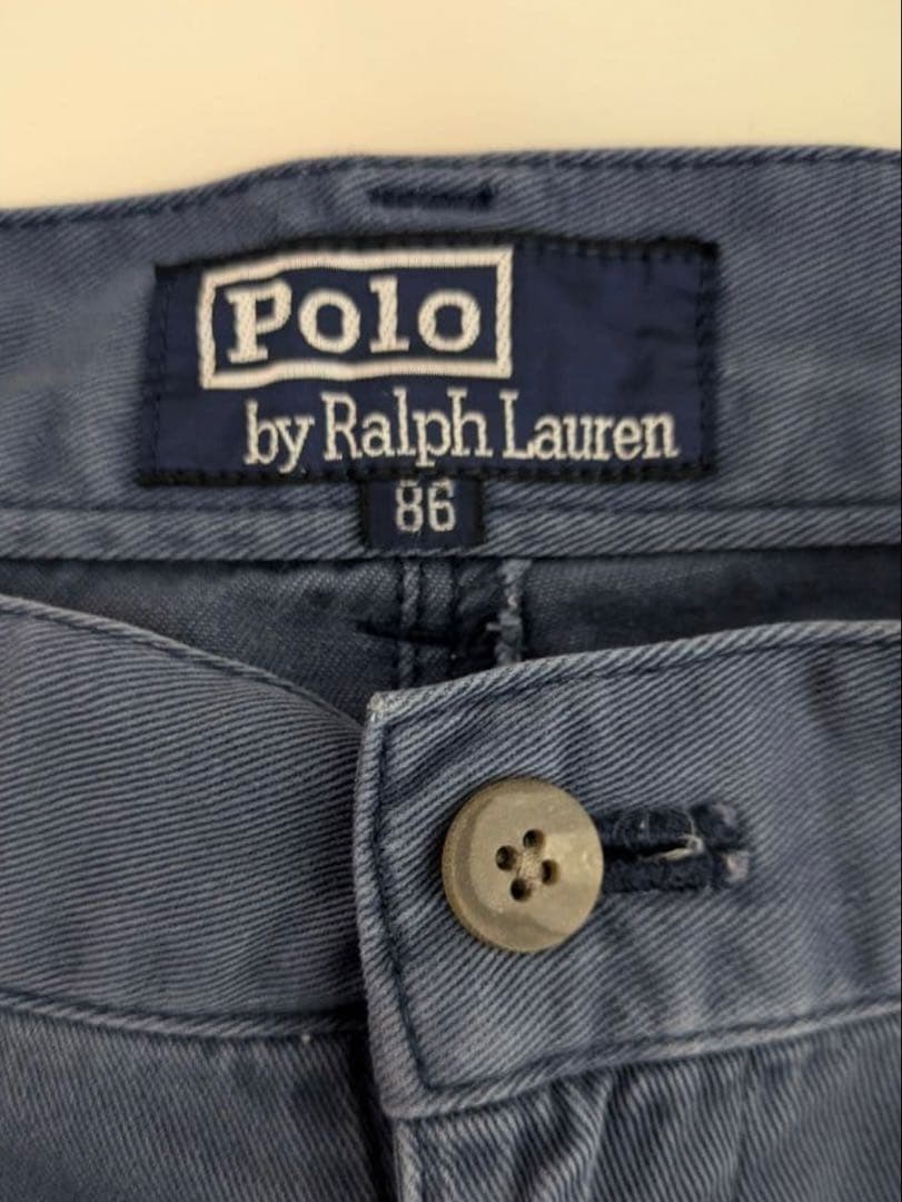 90s 初期タグ ポロチノ ラルフローレン ツータック チノパン86 ブルー