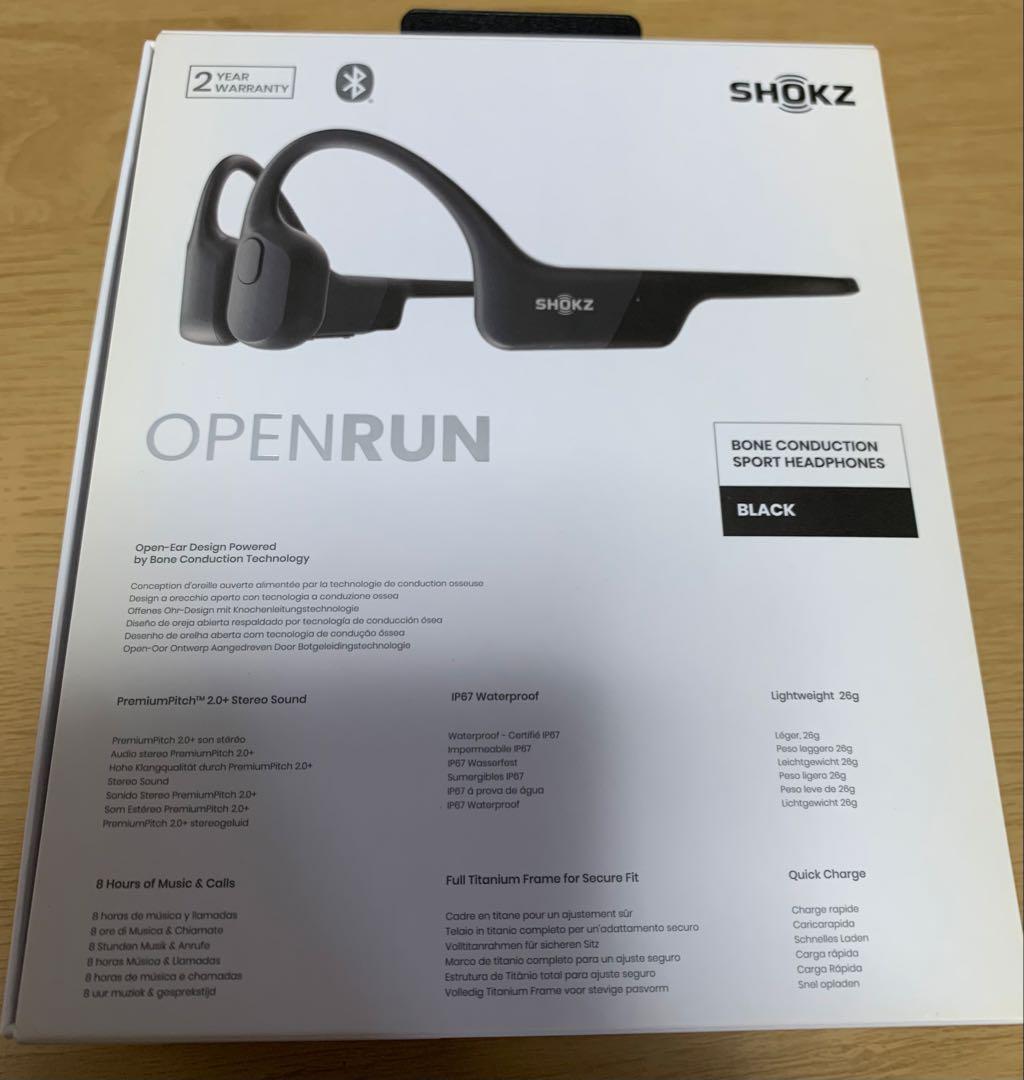 ☆★ 美品!! SHOKZ OpenRun ブラック 動作確認済 骨伝導イヤホン