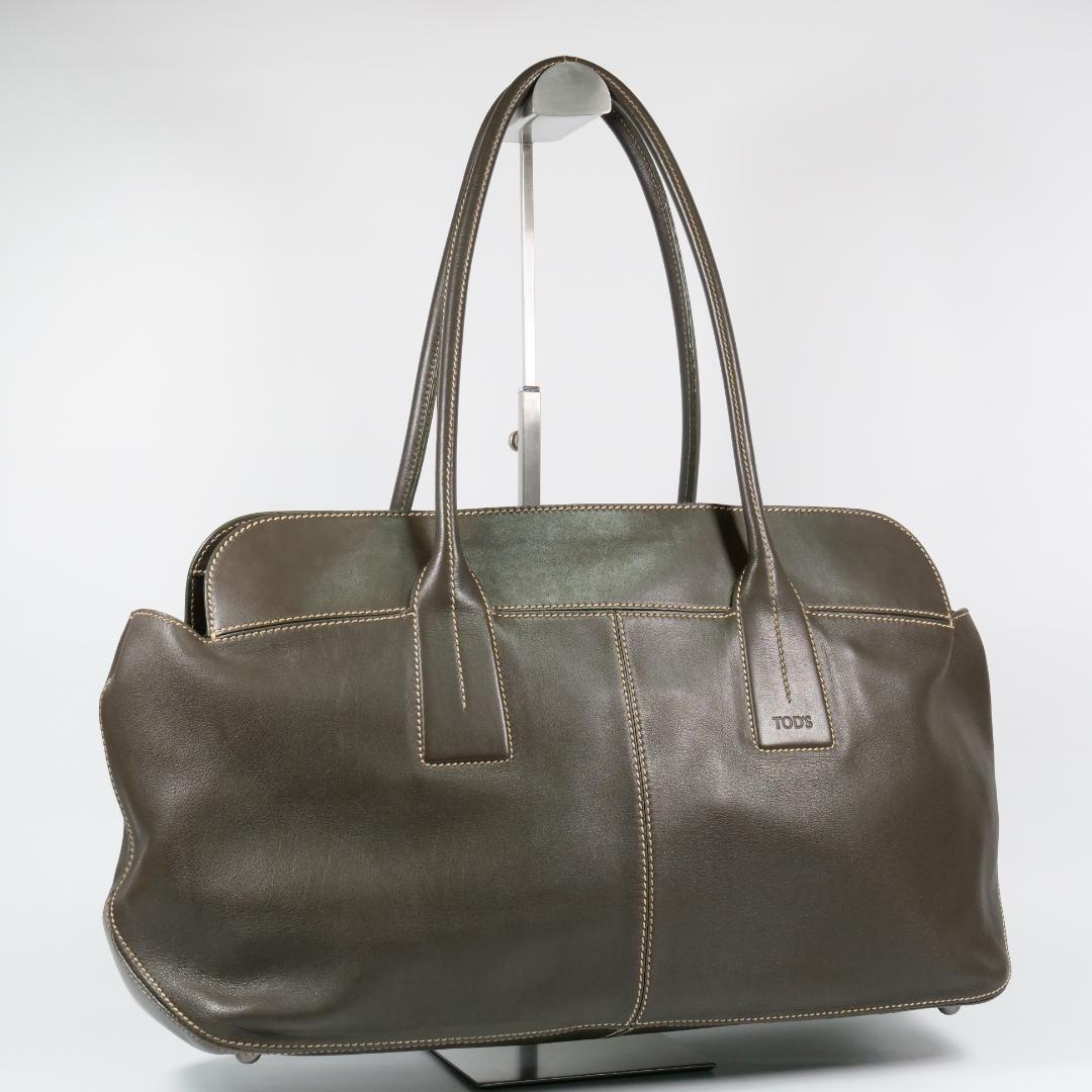 美品✨トッズ トートバッグ ショルダーバッグ レザー ダークブラウン