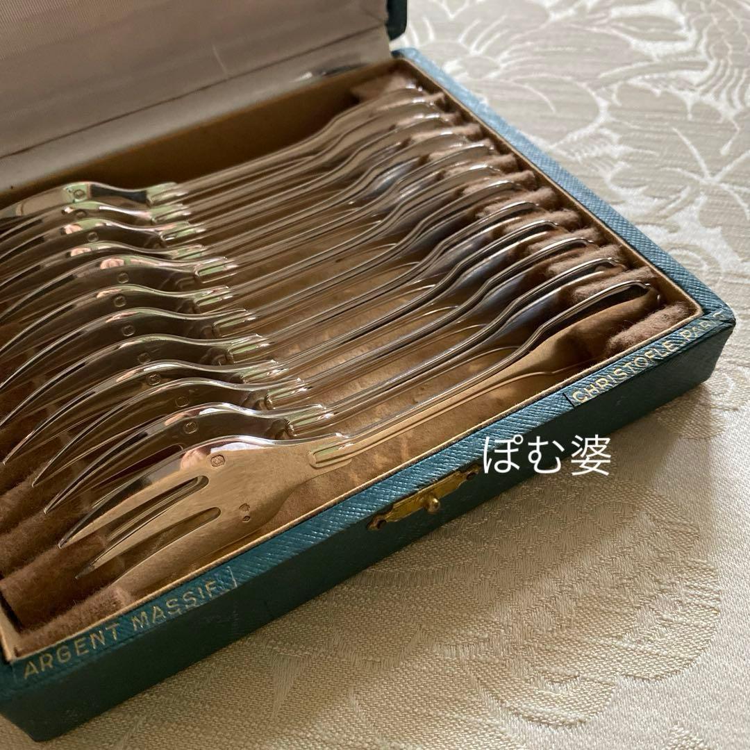 【フランス／ピュイフォルカ＆クリストフル】純銀／コーヒースプーン＆ケーキフォーク