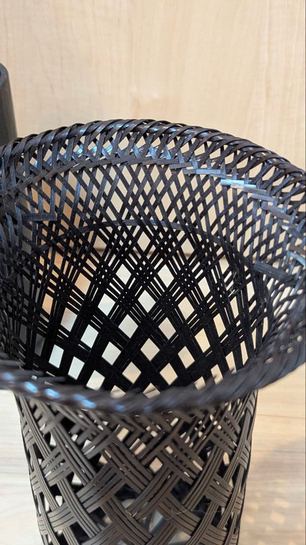 花籠　天目朝顔寸胴　花かご　美品　茶道　華道　フラワーベース　竹籠　花瓶