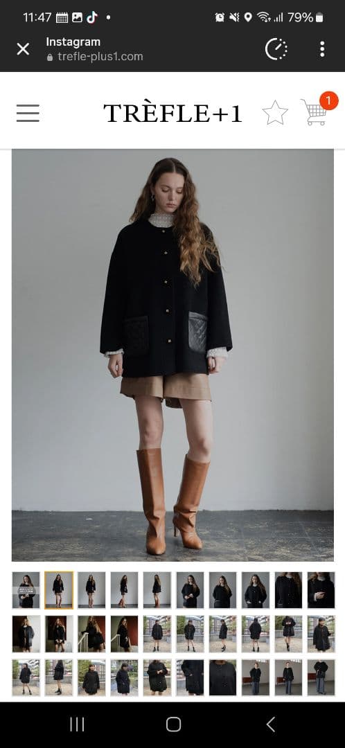 トレフルプラスワン　ダブルフェイスウールコート　ブラック