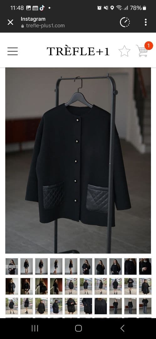 トレフルプラスワン　ダブルフェイスウールコート　ブラック