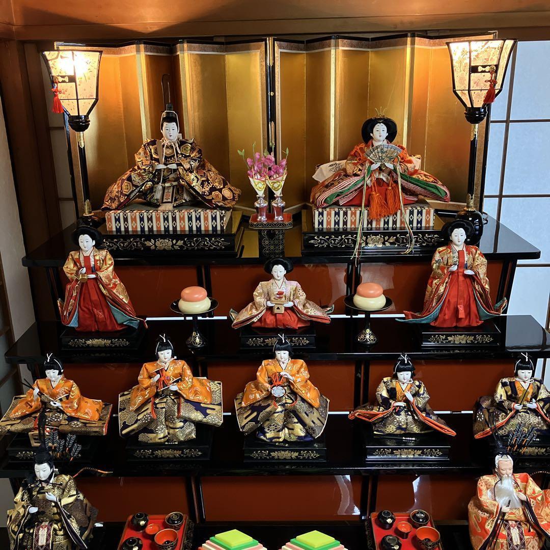 ②高級ひな壇　7段40号 木製黒塗り スチール【①②③同時購入限定】