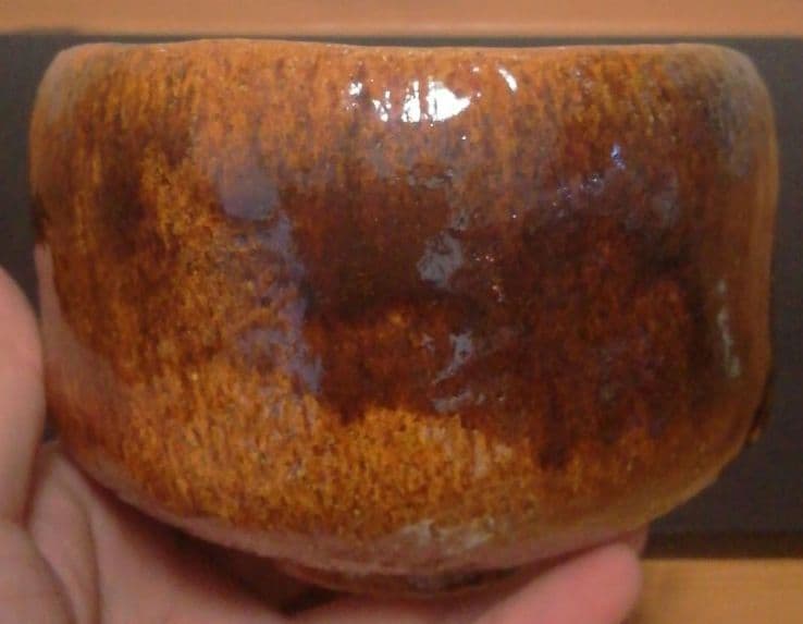 香野壮明作　飴釉　茶碗　共箱　略歴付　茶道具