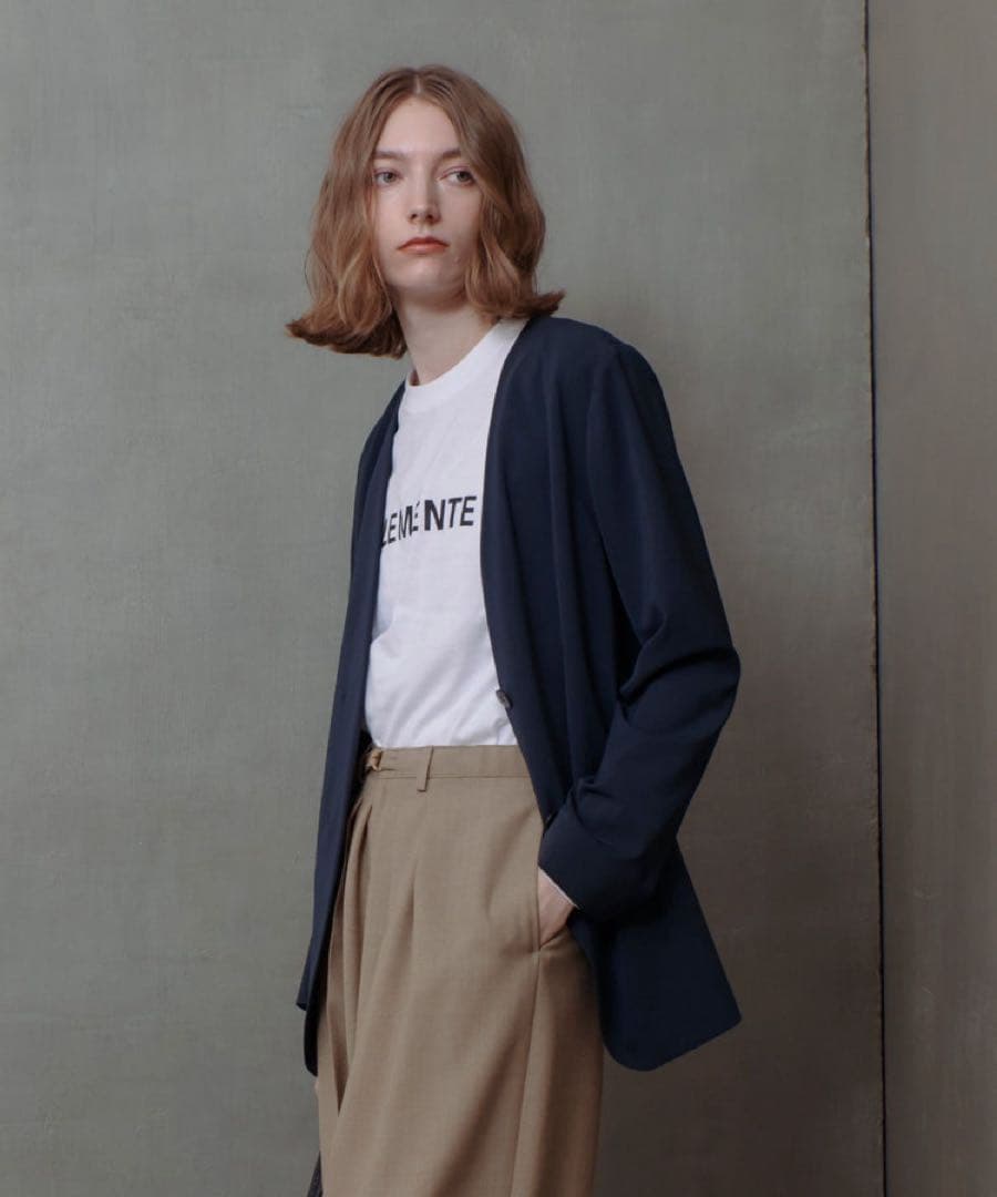 24AW未使用近　アルアバイル　エトリアシャンブレーカラーレスジャケット