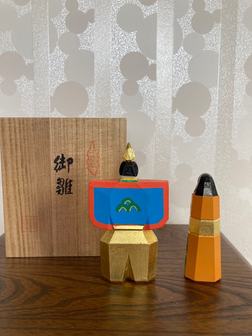 奈良　一刀彫り　雛人形　川口　神泉　作　初代神泉