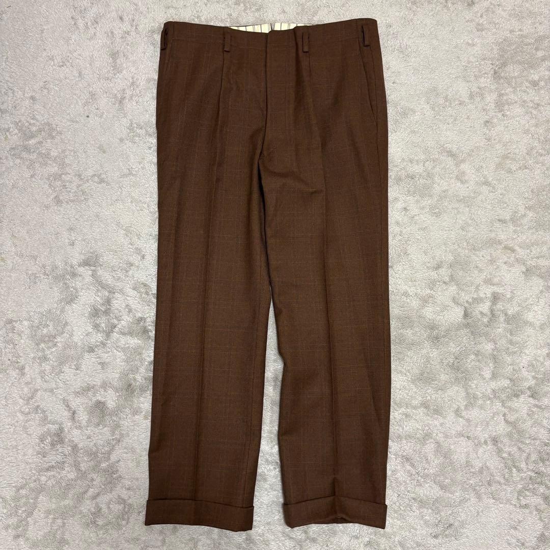 vintage セットアップダブル ボタンフライ Vスリット ブラウン BZ54