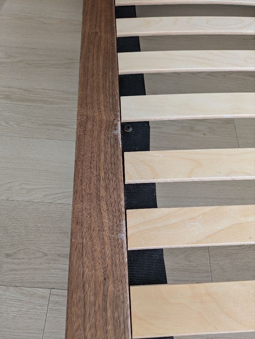 無印良品　ダブルベッドフレーム ヘッドボード付　ウォールナット　コアラマットレス