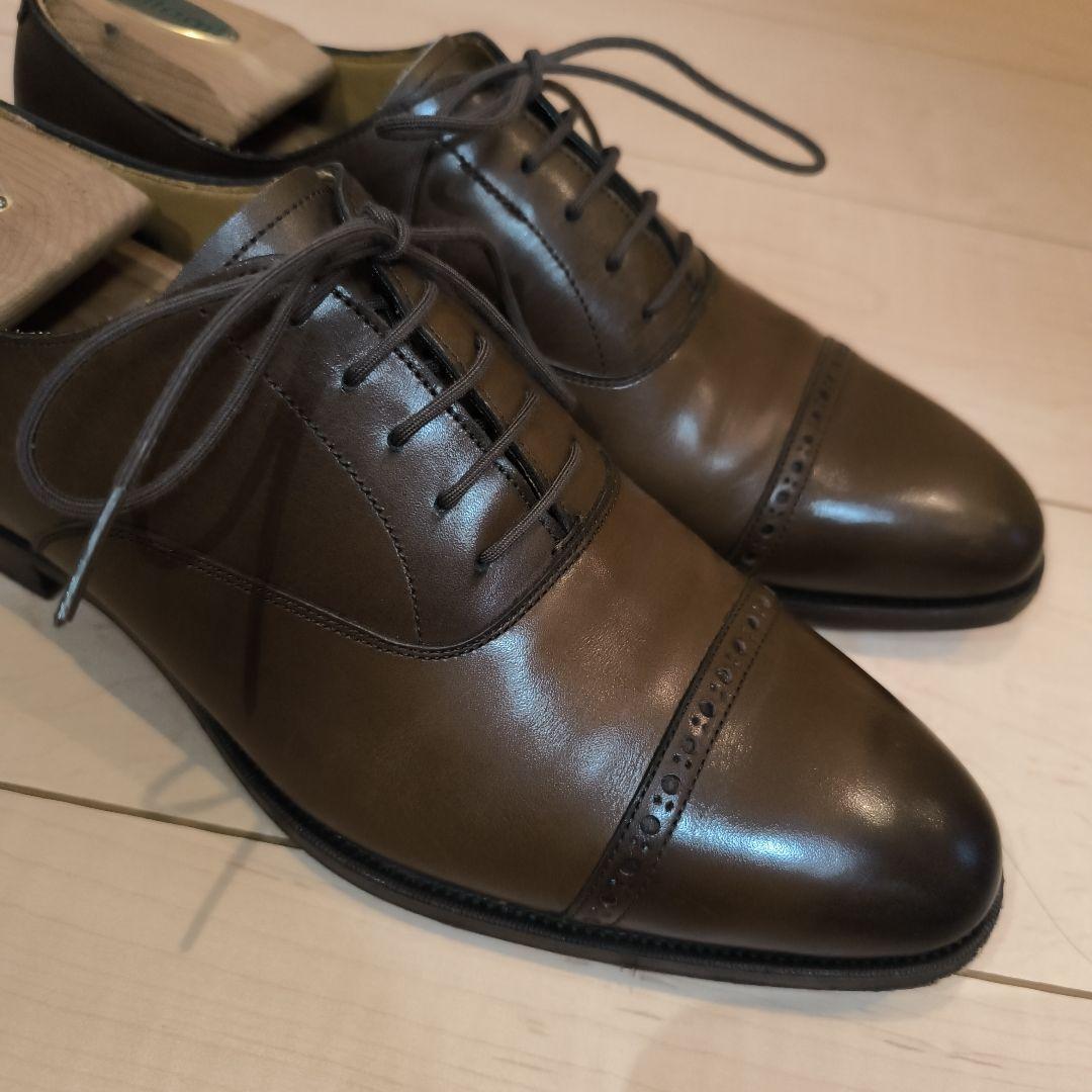 オリエンタルシューズ ブラウン レザー キャップトゥ ドレスシューズ