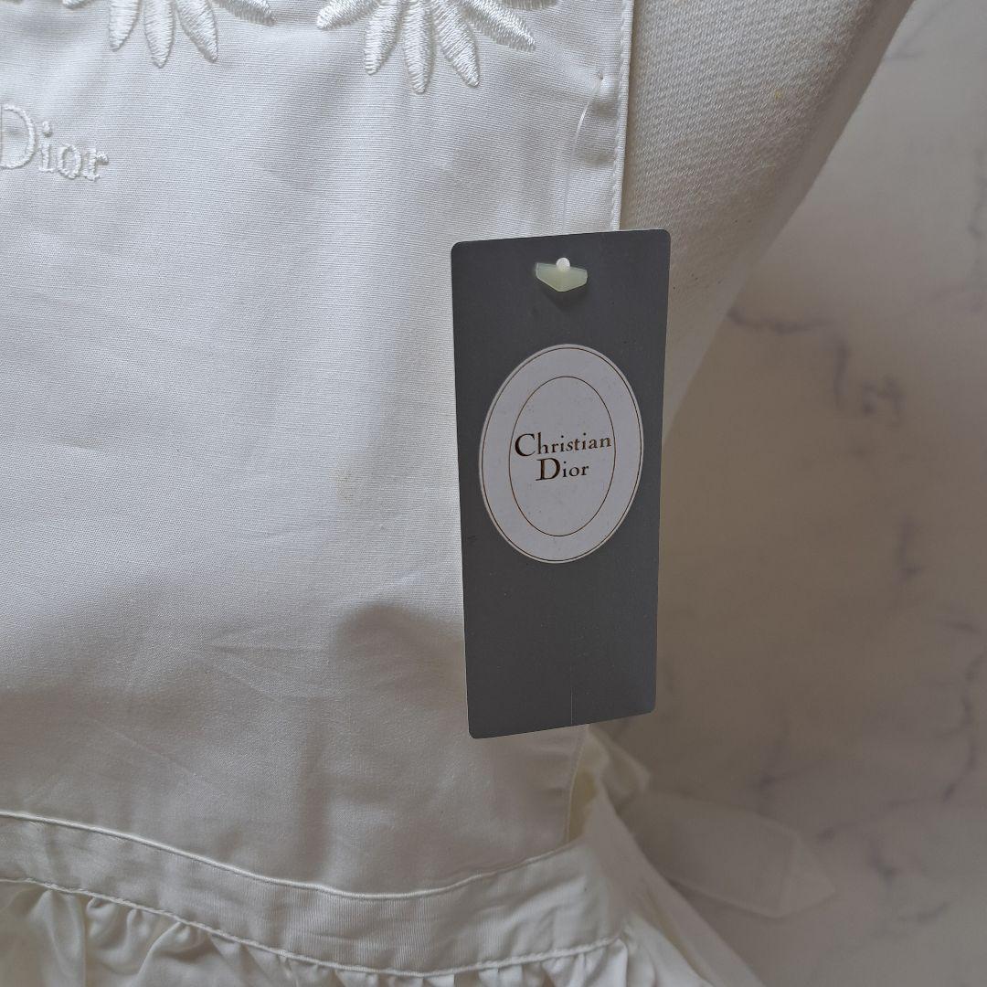 20260113　クリスチャンディオール　エプロン　刺繍　花　ホワイト　未使用