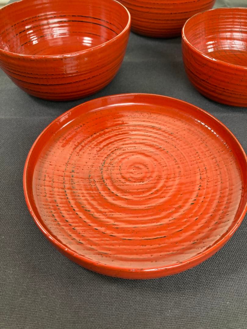 漆器　根来塗り　入り子(4点入)　3個セット