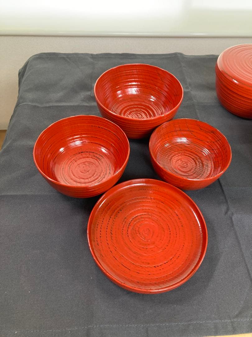 漆器　根来塗り　入り子(4点入)　3個セット