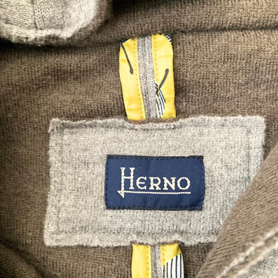 ヘルノ　HERNO ウールニットポンチョ　ケープ　フード付き　42　グレー