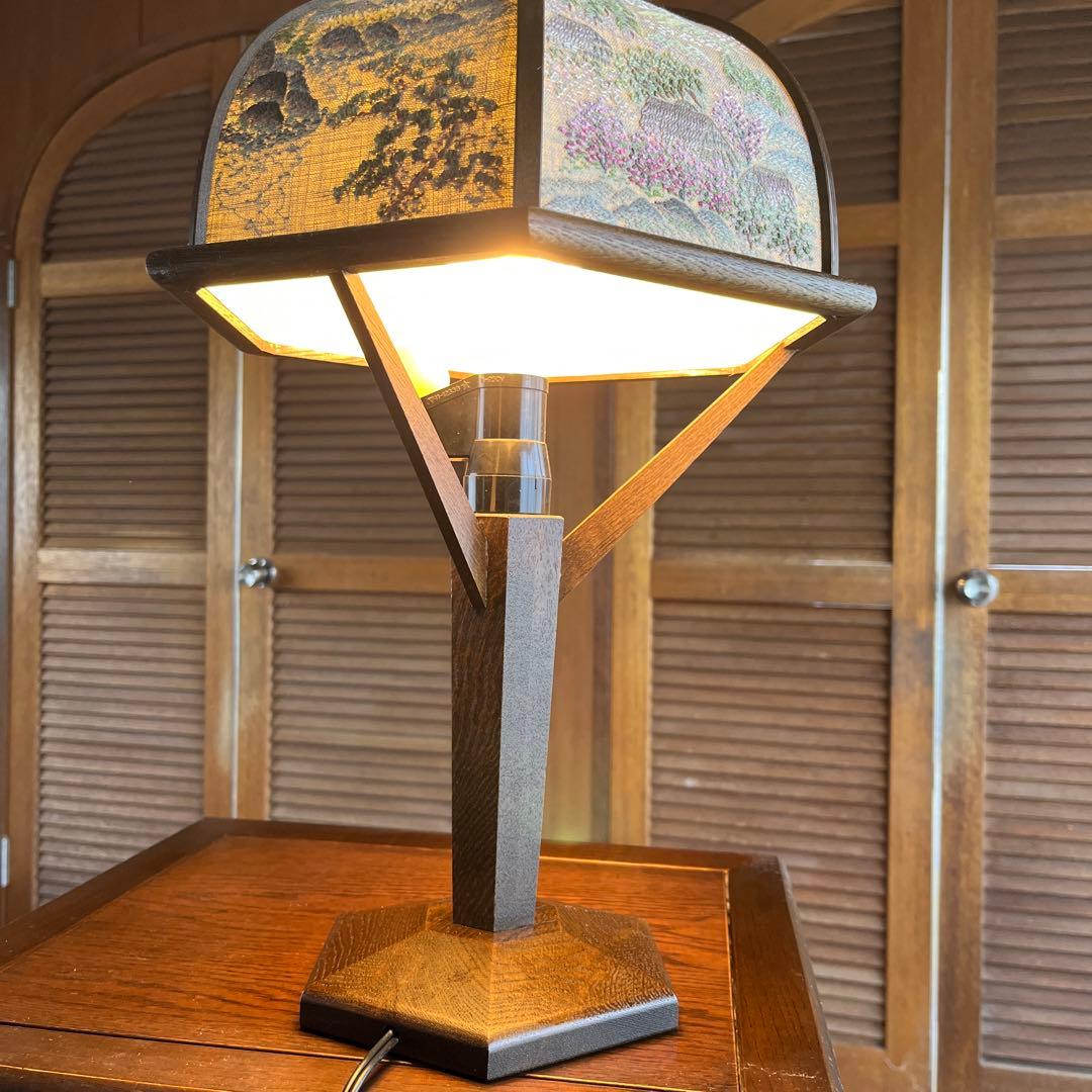 戸塚刺繍　和風風景画ランプ