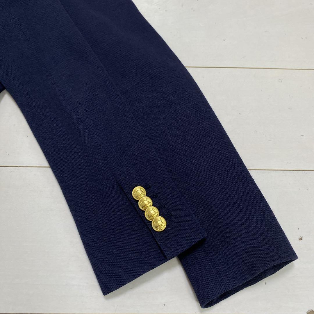 良品　ポロラルフローレン　レディース　ニットコットンブレザー　４　Ｍ相当　紺金