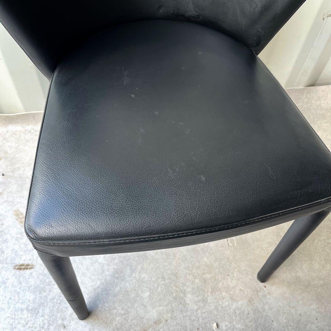 取付無料！カリガリス イタリア アメリチェア 本革ブラック ダイニングチェア